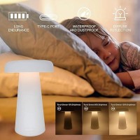 Yoniku White Mushroom Table Lamp Usbc Rechargable Battery Mini Bedside Touch Lamp Childrens Bedside Lamp Cute Bedside Lamp For