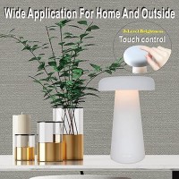 Yoniku White Mushroom Table Lamp Usbc Rechargable Battery Mini Bedside Touch Lamp Childrens Bedside Lamp Cute Bedside Lamp For