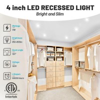 Allsmartlife 12Pack 4 Inch Led Recessed Light 3000K 11W75W 950Lm Dimmable Ultrathin Canless Led Recessed Ceiling Light High