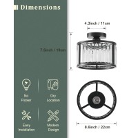 Lhlyclx Black Flush Mount Ceiling Light 2 Light Caged Crystal Chandelier Small Drum Hallway Light Fixtures Ceiling Mount 86