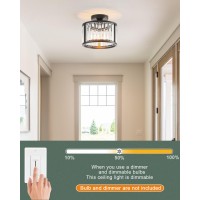 Lhlyclx Black Flush Mount Ceiling Light 2 Light Caged Crystal Chandelier Small Drum Hallway Light Fixtures Ceiling Mount 86