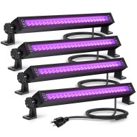 4 Pack 36W Led Black Light Black Lights For Glow Party Large Space Blacklight Bar With Plug Switch Light Up For Party Bedroo