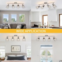 Wilon 4 Light Track Lighting Kit 4 Way Ceiling Spotlight Modern Flush Mount Ceiling Light Brushed Nickel Kitchen Ceiling Light