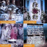 Btfarm 30 Pack Led Fairy Lights Battery Operated 3 Modes Twinkle Lights 7Ft 20 Led Mini String Lights Mason Jars Silver Wire