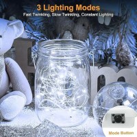 Btfarm 30 Pack Led Fairy Lights Battery Operated 3 Modes Twinkle Lights 7Ft 20 Led Mini String Lights Mason Jars Silver Wire