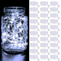 Btfarm 30 Pack Led Fairy Lights Battery Operated 3 Modes Twinkle Lights 7Ft 20 Led Mini String Lights Mason Jars Silver Wire