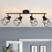 Wilon Track Lighting Fixtures Ceiling 4Light Flush Mount Ceiling Spot Lights Industrial Track Light Black Kitchen Light Fixtur