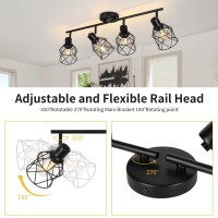 Wilon Track Lighting Fixtures Ceiling 4Light Flush Mount Ceiling Spot Lights Industrial Track Light Black Kitchen Light Fixtur