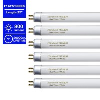 22 Inch T5 Fluorescent Light Bulb 14 Watt F14T5/Ww Compatible With Sylvania Satco Philips Ge Under Cabinet Lamp Light 3000K Warm White 800 Lumen G5 Base 6 Count