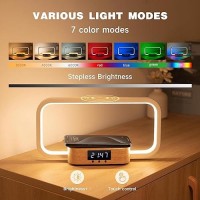 Aontess Bedside Table Lamp Wireless Charger Touch Nightstand Lamp With Usb Port Desk Lamp With Rgb Modern Led Light With Dimm