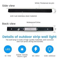 Niuzdu Porch Wall Lights 2Pack 315Inch Long Strip Modern Outdoor Wall Light Fixture Black Wall Mount Exterior Lighting Wall