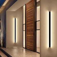 Niuzdu Porch Wall Lights 2Pack 315Inch Long Strip Modern Outdoor Wall Light Fixture Black Wall Mount Exterior Lighting Wall