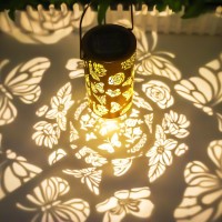 Butterfly Solar Gardening Gifts Lanterns Decorative Outdoor, Flower Pattern Solar Hanging Lights Waterproof, Garden Decor Gifts For Women Mom Grandma, Yard Gifts For Patio, Pathway, Landscape