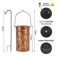 Butterfly Solar Gardening Gifts Lanterns Decorative Outdoor, Flower Pattern Solar Hanging Lights Waterproof, Garden Decor Gifts For Women Mom Grandma, Yard Gifts For Patio, Pathway, Landscape