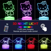 Sunduck 3D Illusion Cat Night Light For Kids 2 Patterns And 16 Colours Change With Remote Control Kitty Lamp Room Decor Birthd