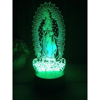 Virgen De Guadalupe 3D Illusion Night Light With Touch Control And 16 Colors Changing, Battery Powered Bedside Lamp For Bedroom, Home Decoration