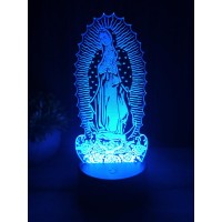 Virgen De Guadalupe 3D Illusion Night Light With Touch Control And 16 Colors Changing, Battery Powered Bedside Lamp For Bedroom, Home Decoration