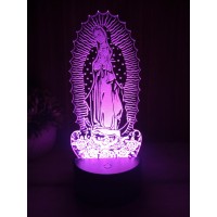 Virgen De Guadalupe 3D Illusion Night Light With Touch Control And 16 Colors Changing, Battery Powered Bedside Lamp For Bedroom, Home Decoration