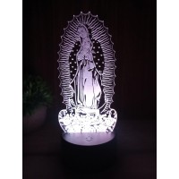 Virgen De Guadalupe 3D Illusion Night Light With Touch Control And 16 Colors Changing, Battery Powered Bedside Lamp For Bedroom, Home Decoration