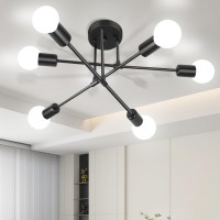 Silampdi Modern Sputnik Chandelier 6Light Black Ceiling Light Fixture Industrial Dining Room Light Fixture For Bedroom Kitch