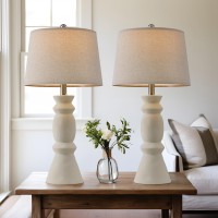 Oneach 2575 Farmhouse Ceramic Table Lamp For Living Room Bedside Lamps Office White Table Lamp Set Of 2 For Bedroom Retro Nig