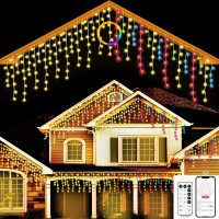 Soshot Christmas String Lights Outdoor - 49Ft/15M 640 Led 8 Modes With Remote Control And App Waterproof Christmas Lights For Patio Yard Garden Wedding Party-Warm White To Multicolor