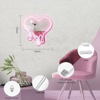 Decanit Heart Neon Sign Heartmelting Wall Decor Usb Powered Led Light In Pink 12X12 Decorative Wall Mirrorideal For Be