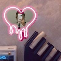 Decanit Heart Neon Sign Heartmelting Wall Decor Usb Powered Led Light In Pink 12X12 Decorative Wall Mirrorideal For Be