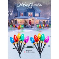 Super Jumbo C9 Christmas Pathway Lights Outdoor - 11 Feet 5 Led Jumbo C9 Pathway Lights, Jumbo Colored Light Bulb Christmas Lights Outdoor Decorations For Lawn Holiday Yard, Multicolor