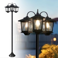 73Solar Lamp Post Light 60Lm Solar Outdoor Lights Post Waterproof Triplehead Pole Lights Outdoor Floor Lamp Vintage For Pat