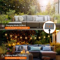 Partphoner Solar String Lights 92Ft Outdoor Patio Led Lights With 56 Shatterproof Bulbs 4 Light Modes Hanging String Lights So