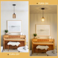 Lamsu Rattan Pendant Lights Boho Farmhouse Pendant Lighting With Hand Woven Natural Rattan Shade Small Wicker Light Fixtures C