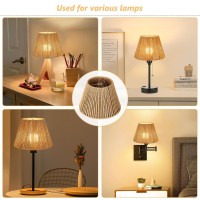 Lamsu Small Rattan Lamp Shade Boho Bell Lamp Shades For Table Lamps Wicker Woven Lampshade Replacement For Floor Lamp Wall Sc