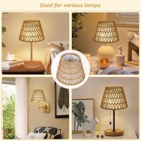 Lamsu Small Lamp Shade Replacement Boho Empire Lamp Shades For Table Lamps Rattan Fabric Double Shades Farmhouse Lampshade