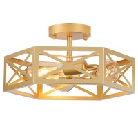 Xsdetu Modern Gold Flush Mount Light Fixture 3 Light Hallway Light Fixtures Ceiling Mount Farmhouse Close To Ceiling Light Fix