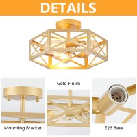 Xsdetu Modern Gold Flush Mount Light Fixture 3 Light Hallway Light Fixtures Ceiling Mount Farmhouse Close To Ceiling Light Fix