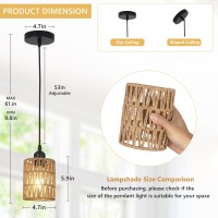 Lamsu 3 Pack Rattan Pendant Lights Kitchen Island Farmhouse Pendant Lighting With Hand Woven Wicker Shade Boho Chandelier Ligh