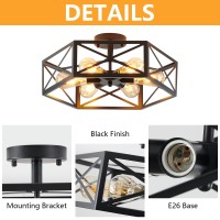 Xsdetu Industrial Semi Flush Mount Ceiling Light 6 Light Modern Metal Close To Ceiling Light Fixture Farmhouse Light Fixtures