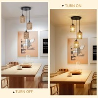 Lamsu 3 Lights Rattan Pendant Light Farmhouse Dining Room Light Fixtures Ceiling Hanging Boho Pendant Lighting With Hand Woven