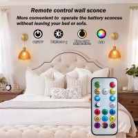 Battery Operated Wall Sconces Set Of Two Indoor Not Hardwired Battery Wall Light With Remote Control Rgb Color Changing Dimmab