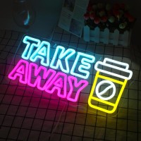 Lucunstar Take Away Neon Sign For Restaurants Wall Decor Business Led Light Take Away Neon Light For Bar Store Home Wall Han