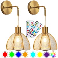 Battery Operated Wall Sconces Set Of Two Indoor Not Hardwired Battery Wall Light With Remote Control Rgb Color Changing Dimmab