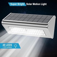 Securoad Super Bright Solar Lights Outdoor Ip65 Water Proof 1100 Lumens 4500Mah Led Motion Sensor Light Black Aluminum Metal S