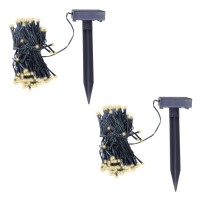 This pair of solar string light sets each with 200 LED bulbs is an ideal outdoor lighting solution Each string light is equipped with a solar panel with a rechargeable battery that is charged by the sunlight during the day and uses the stored energy to po