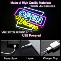 Horseneon Neon Open Sign Led Open Signs For Business Wall Decor Neon Light Up Open Sign With Usb Powered For Business Bar Shop