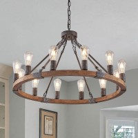 Benkut Farmhouse Wagon Wheel Chandelier 31