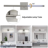 Faziyo Sand Nickel Vanity Light For Bathroom Over Mirror 24 Inch Led Bath Sconce Fixtures 4000K Morden Picture Lights For Paintings (Horizontal & Vertical)