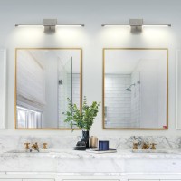 Faziyo Sand Nickel Vanity Light For Bathroom Over Mirror 24 Inch Led Bath Sconce Fixtures 4000K Morden Picture Lights For Paintings (Horizontal & Vertical)