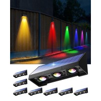 8 Pack Color Changing Solar Powered Fence Lights Outdoor Decorative Led Waterproof Yard Lamps For Outside Wall, Deck, House Patio, Rail, Stair, Backyard, Pool Cage, 3X Lens Designed For 3X Brightness