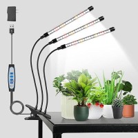 Wolezek Grow Lights For Indoor Plants Full Spectrum 6000K 3 Head Plant Lights Indoor Led White Plant Grow Lamp With Clip Auto